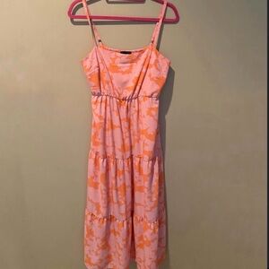 Vibrant Pink and Orange Midi Dress